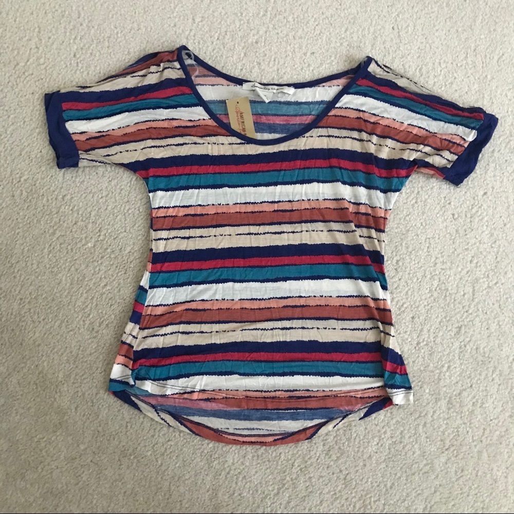 Striped cold shoulder top